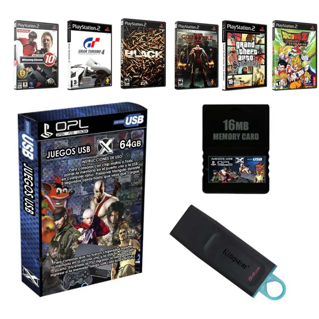 OPL para PlayStation 2 – Memory Card con Juegos (64 GB)