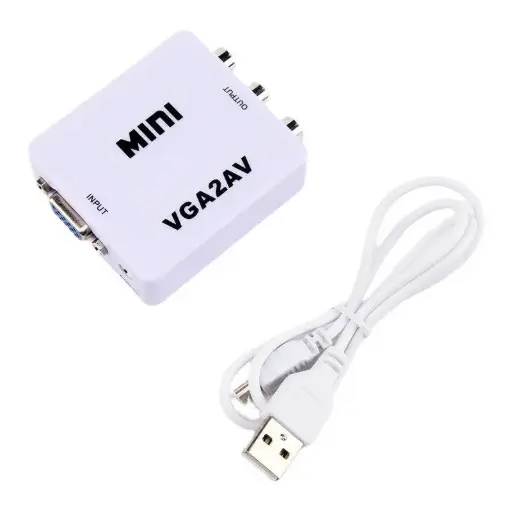 CONVERTIDOR VGA A RCA – ADAPTADOR DE VIDEO | INPUT VGA ➡️ OUTPUT AV